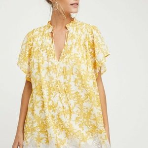 Free People Marigold Printed Floral Lace Dress L